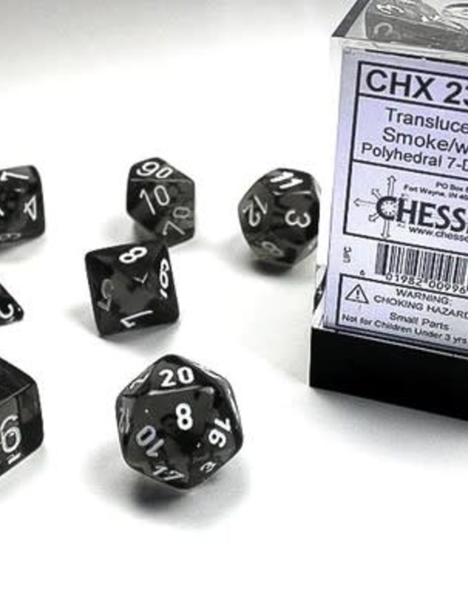 Chessex Dice - 7pc Translucent Polyhedral Smoke w/White