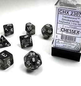 Chessex Dice - 7pc Translucent - Smoke w/White Polyhedral