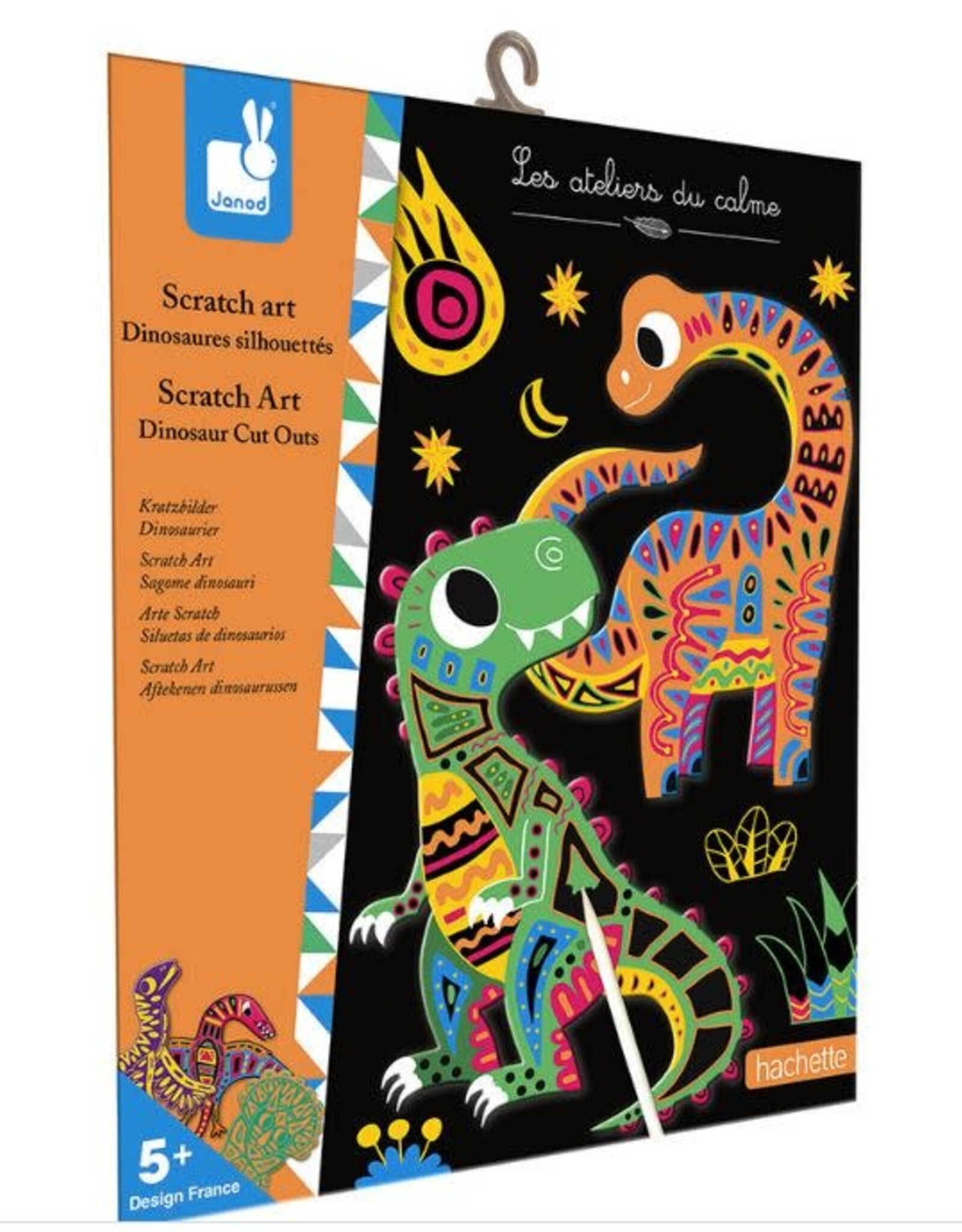 Janod SCRATCH ART DINOSAUR CUT OUTS - 5 CARDS