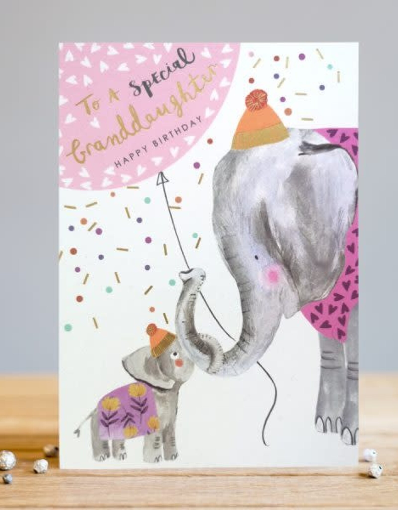 Incognito Tiny sparkles - To a special granddaughter happy birthday - Elephants - Blank 5'' x 7''