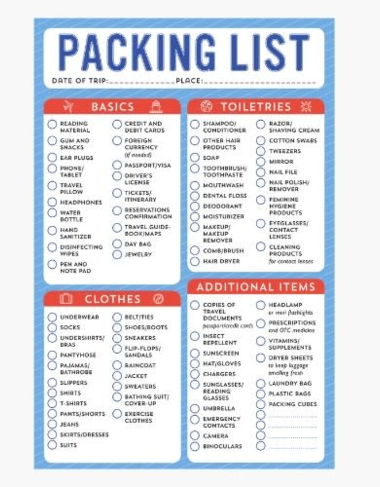 Peter Pauper Press PACKING LIST NOTE PAD