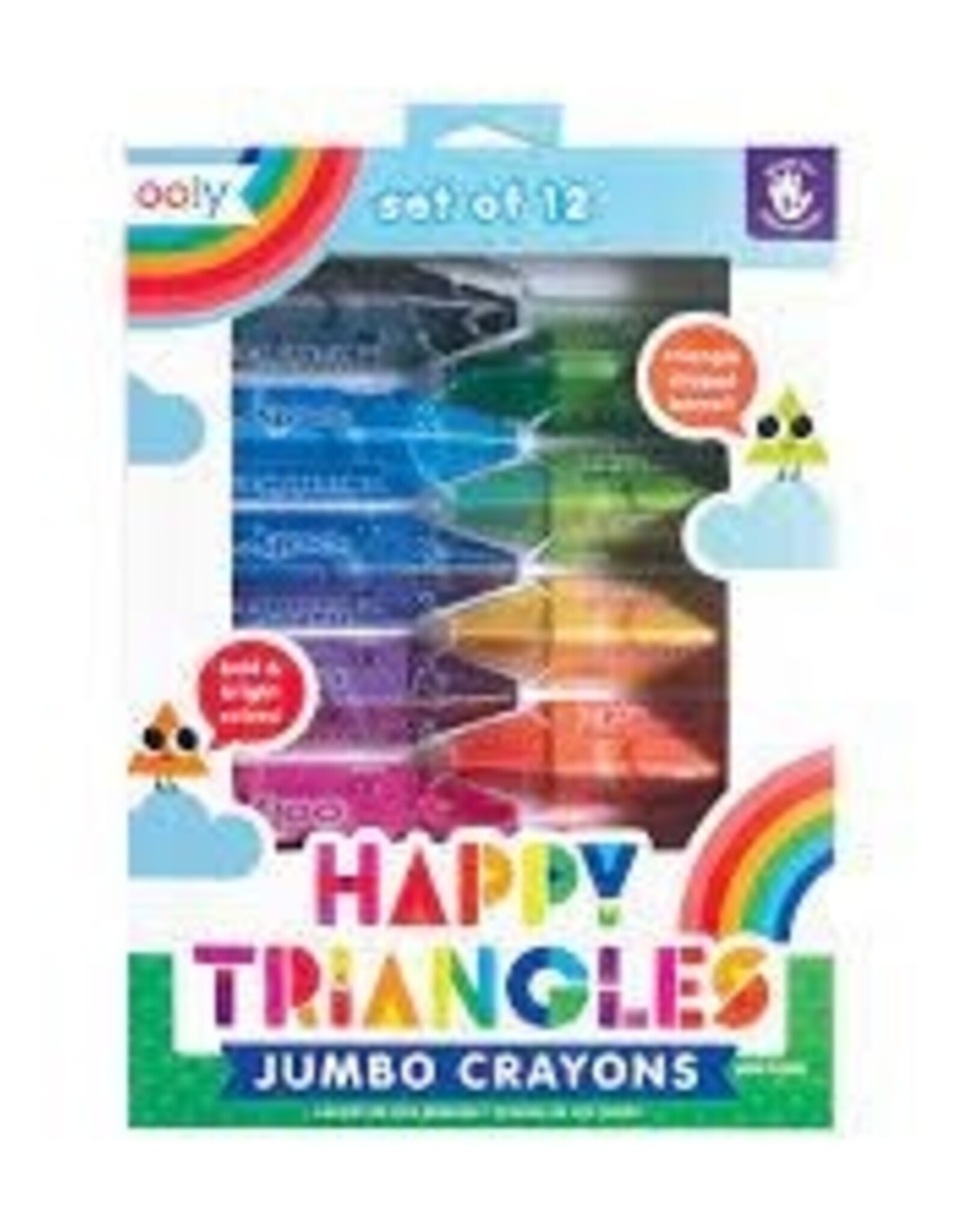 OOLY HAPPY TRIANGLES JUMBO CRAYONS - SET OF 12