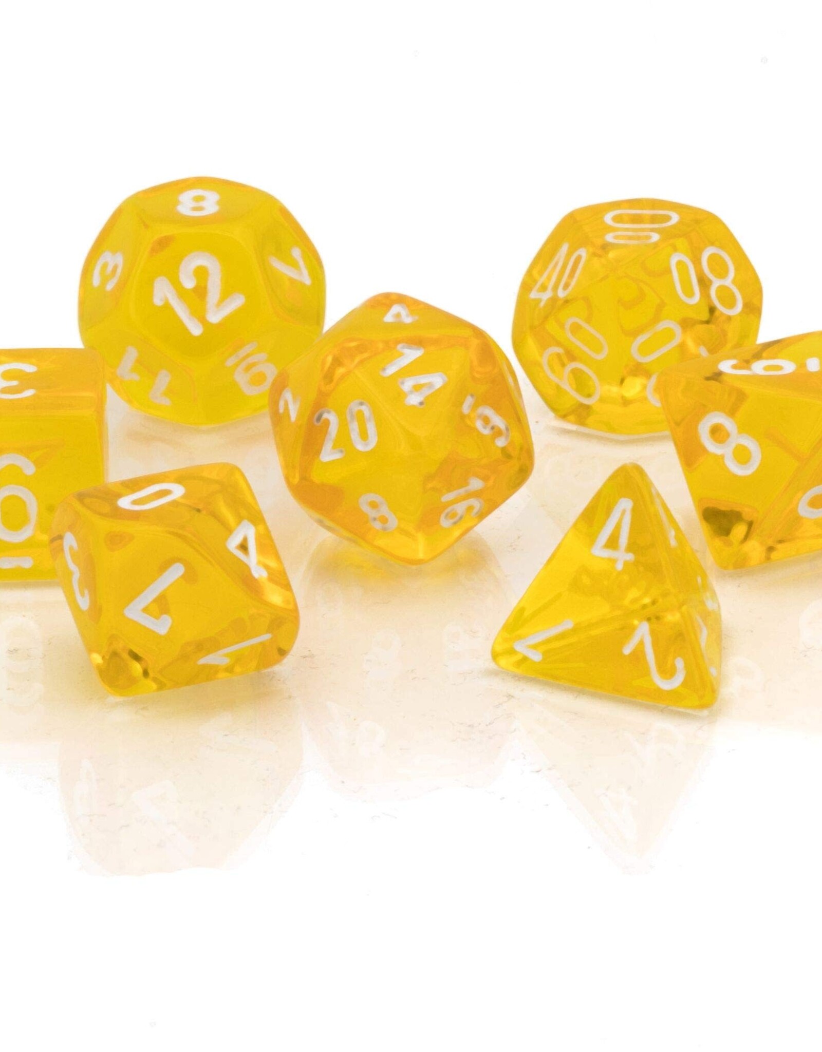 Chessex Dice - 7pc Translucent - Yellow/White Polyhedral