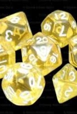 Chessex Dice - 7pc Translucent - Yellow/White Polyhedral