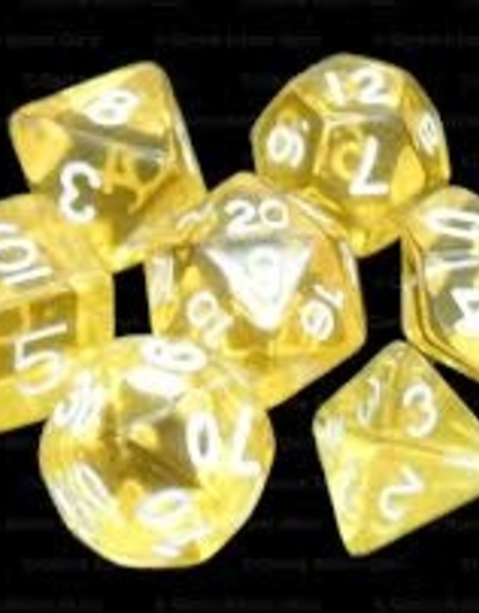 Chessex Dice - 7pc Translucent - Yellow/White Polyhedral