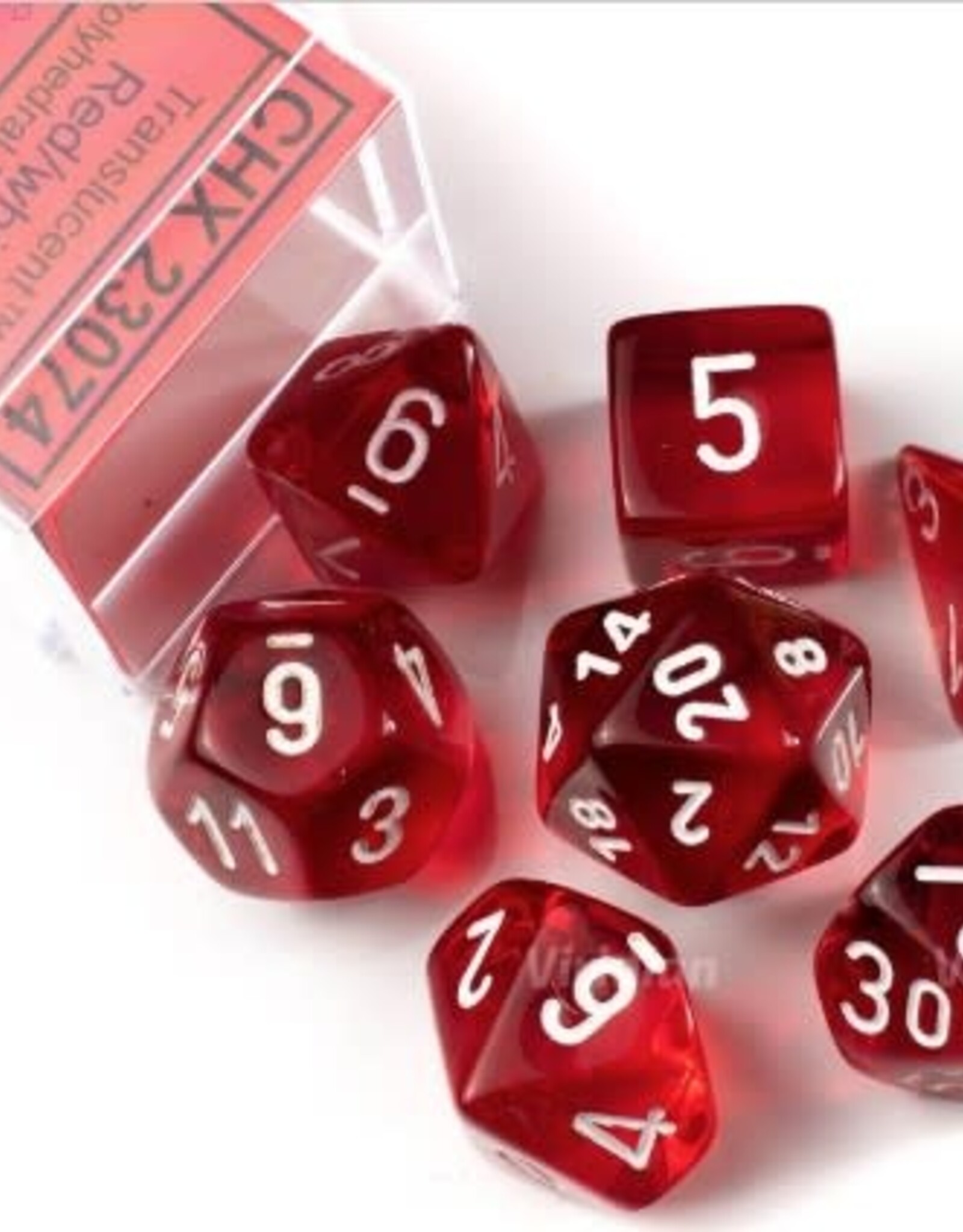 Chessex Dice - 7pc Translucent Red & White Polyhedral