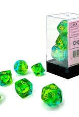 Chessex Dice - 7pc Gemini Translucent Green -Teal/Yellow Polyhedral