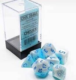 Chessex Dice - 7pc Gemini Pearl Turquoise-White/Blue Luminary Polyhedral