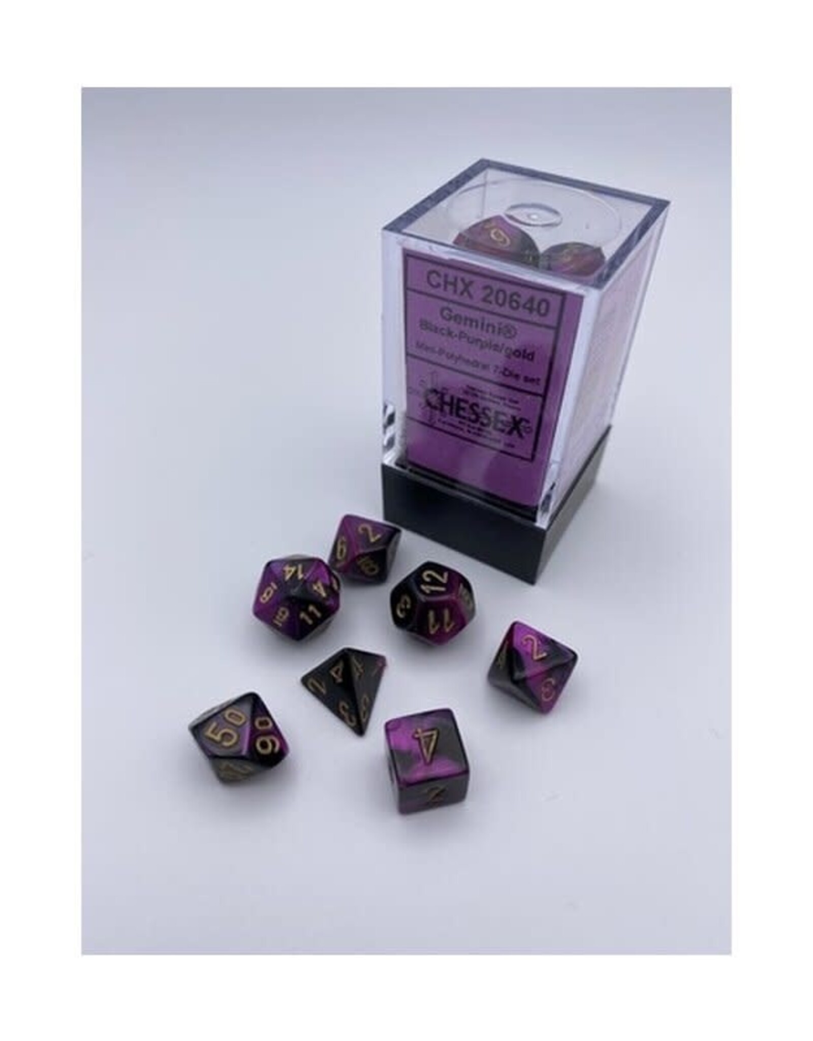 Chessex Mini Gemini 7-Die Black-Purple/Gold