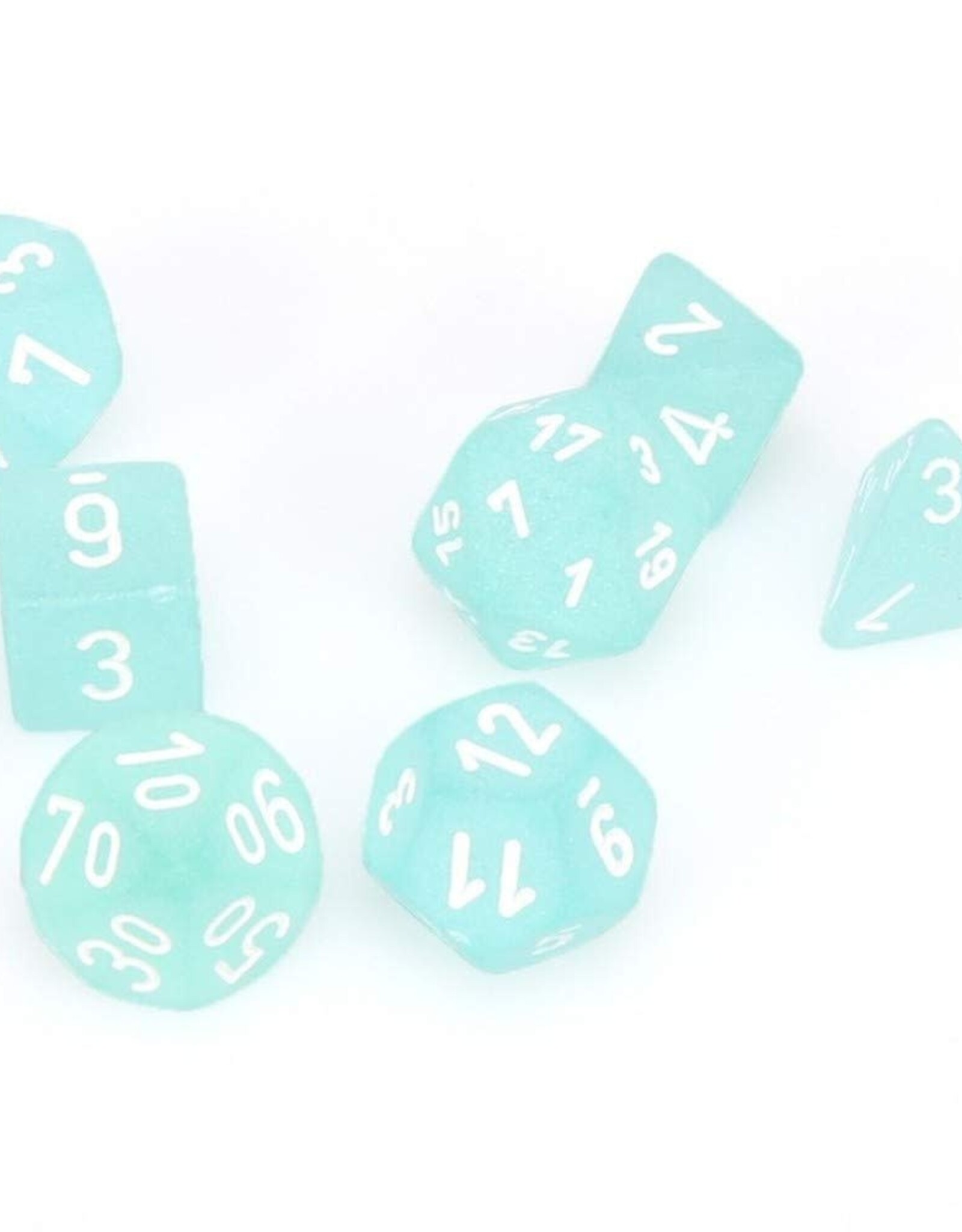 Chessex Dice - 7pc Frosted Teal/White Polyhedral