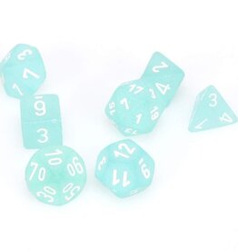 Chessex Dice - 7pc Frosted Teal/White Polyhedral