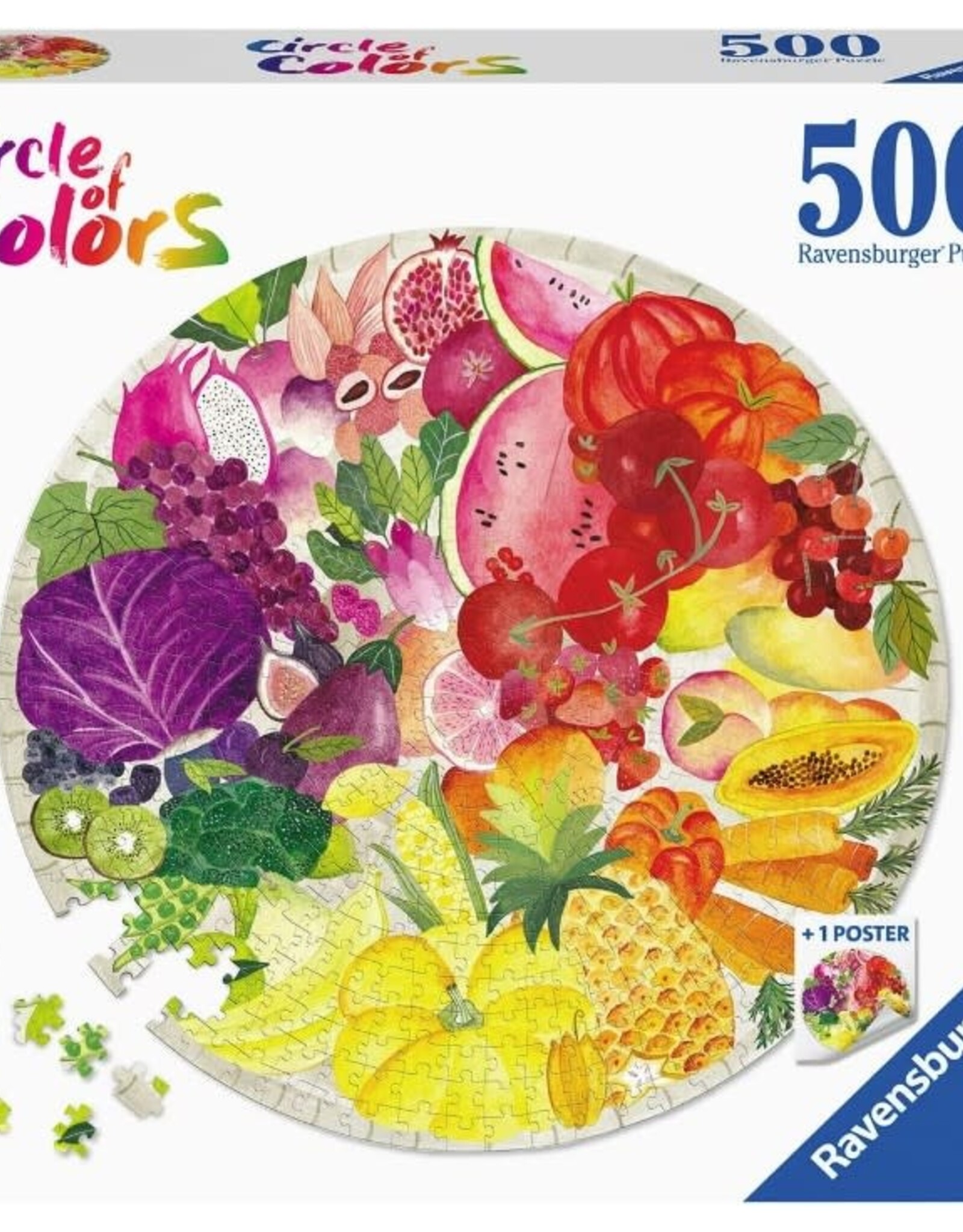 Ravensburger Fruits and Vegetables 500pc Round RAV17169
