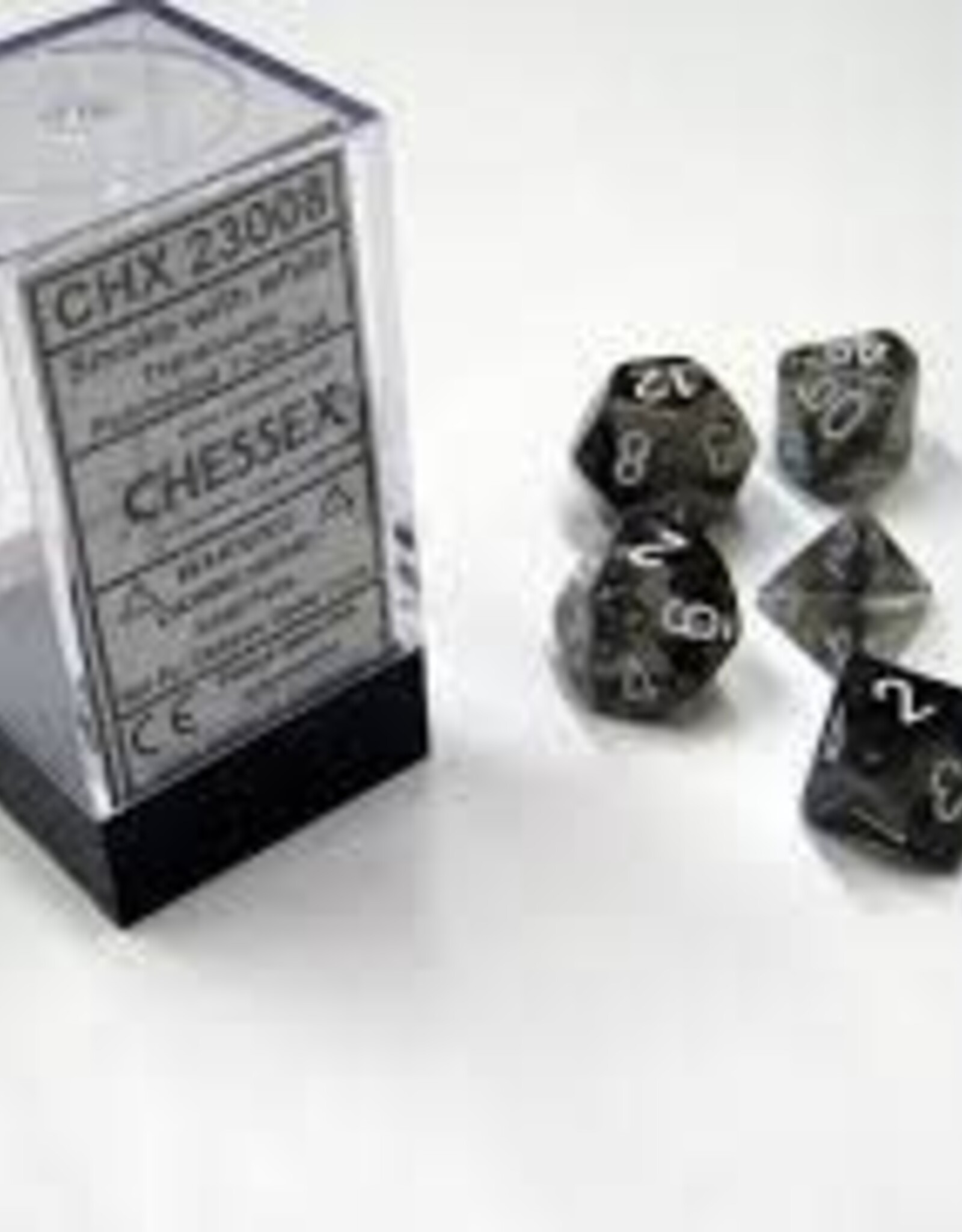 Chessex Dice - 7pc Translucent - Smoke w/White Polyhedral
