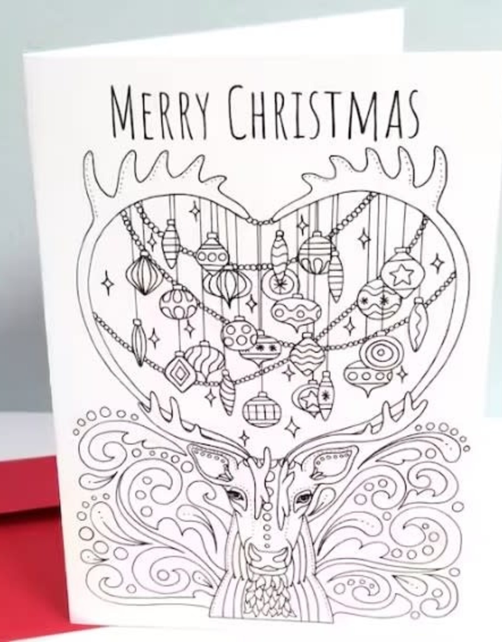 Crystal Salamon Merry Christmas Reindeer - Colouring Card