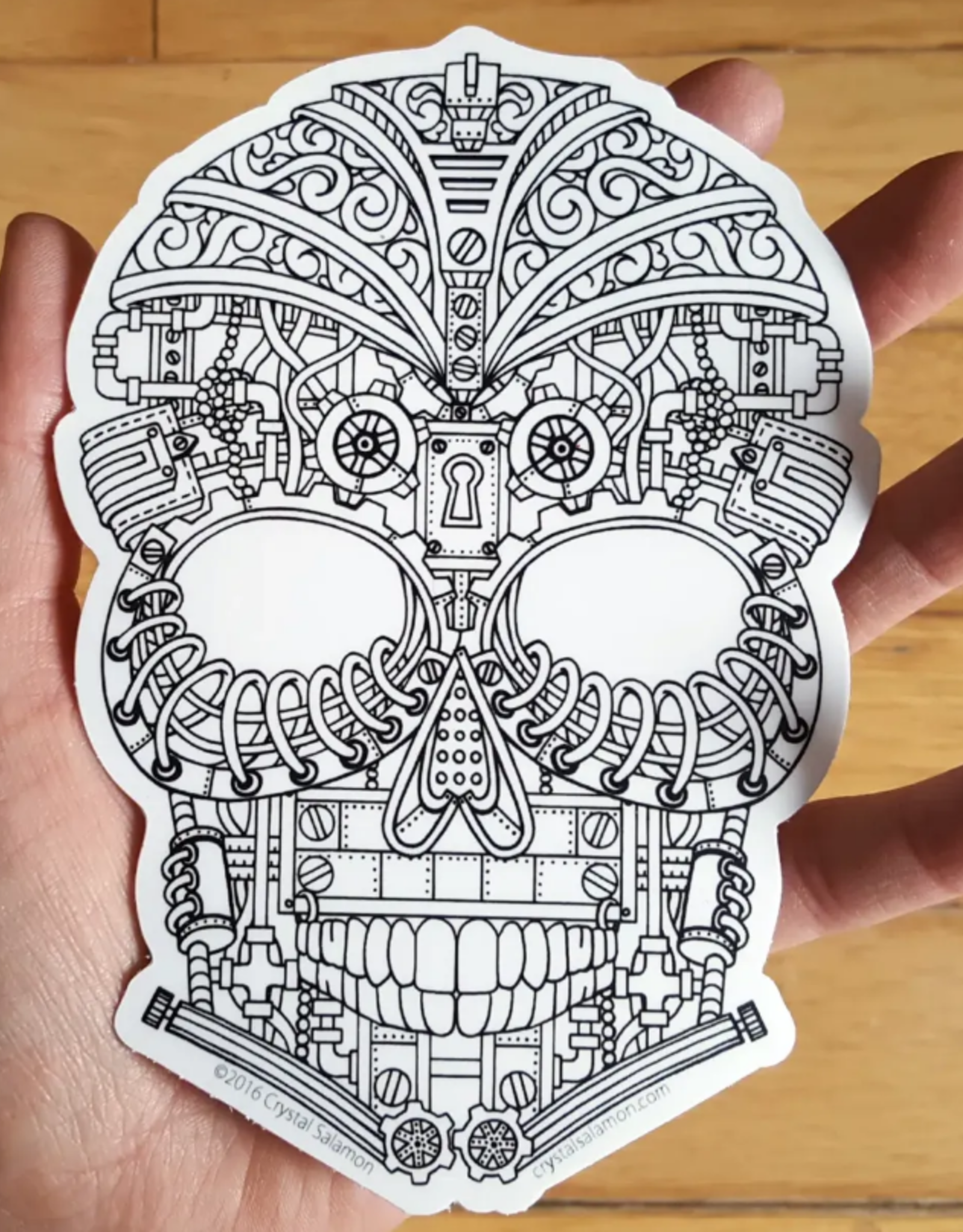 Crystal Salamon Colouring Sticker - Skull Steampunk