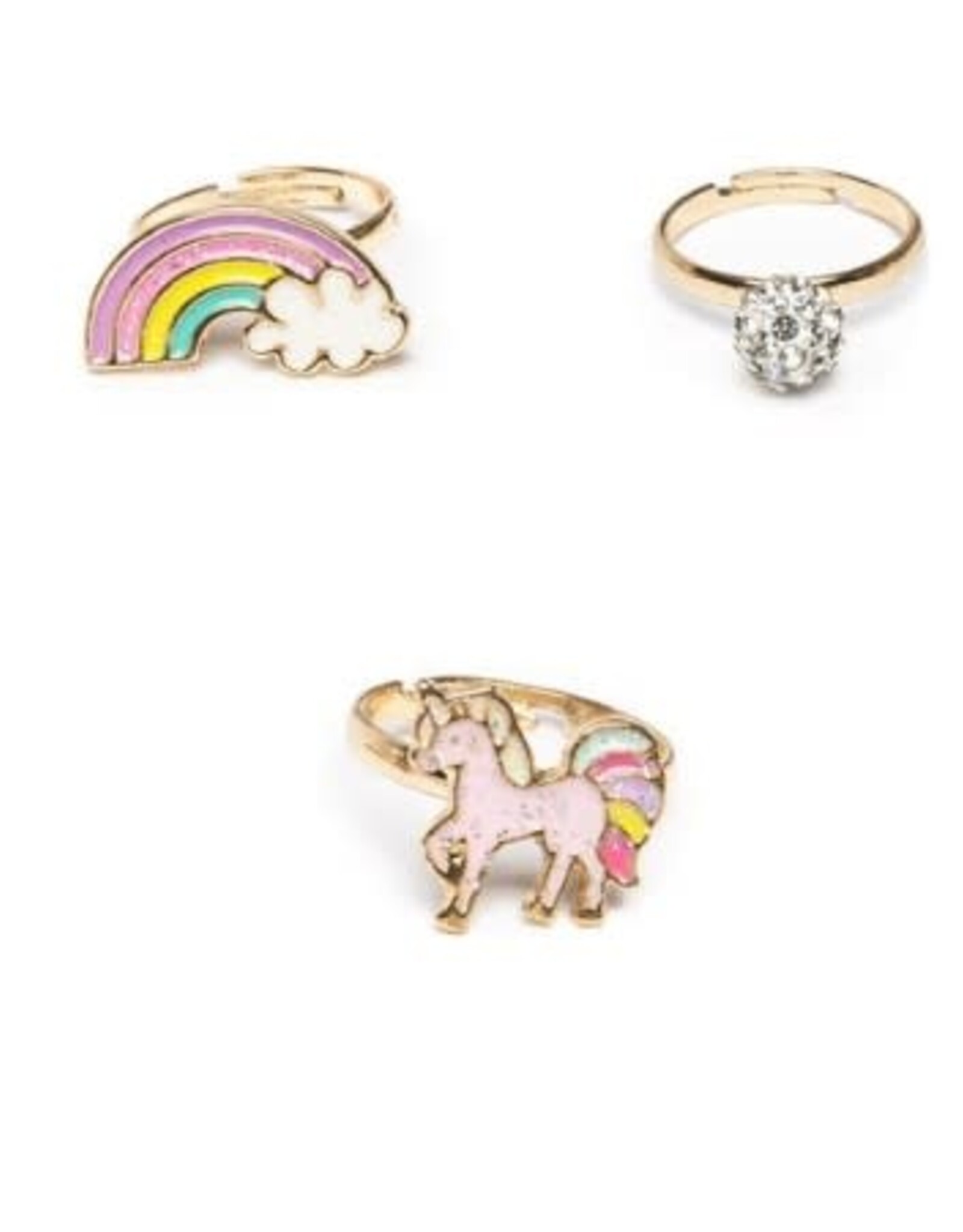 Great Pretenders Boutique Unicorn Rainbow Rings, 3pcs