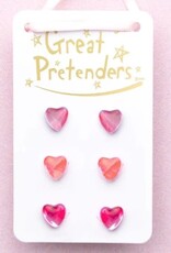 Great Pretenders Boutique Holo Heart Studded Earrings, 3 Pr