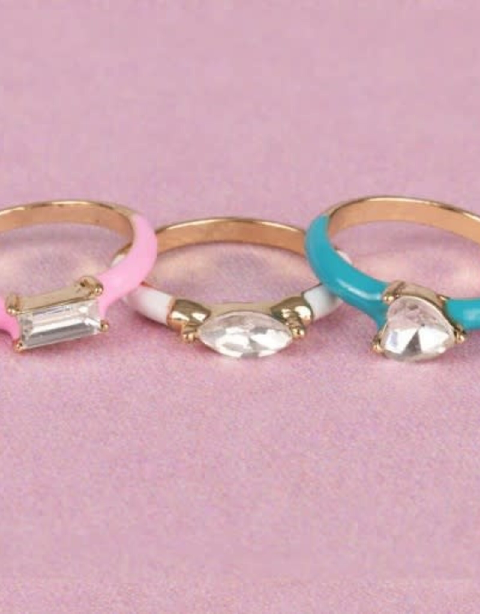 Great Pretenders Boutique Chic Crystal Cool Rings, 3pcs