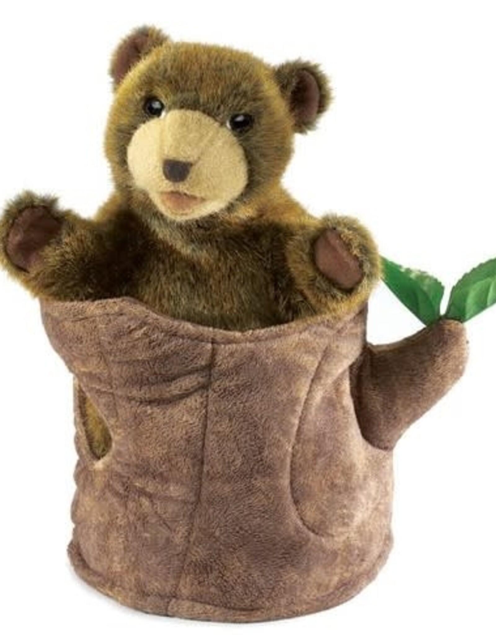 FOLKMANIS Bear in Tree Stump Puppet