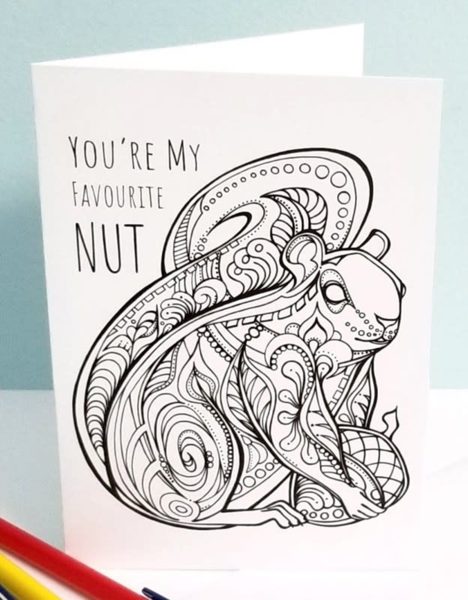 Crystal Salamon SQUIRREL Colouring Card