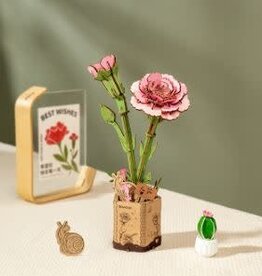 Robotime Wooden Bloom Craft - Pink Carnation