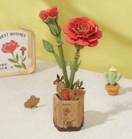Robotime Wooden Bloom Craft - Red Carnation