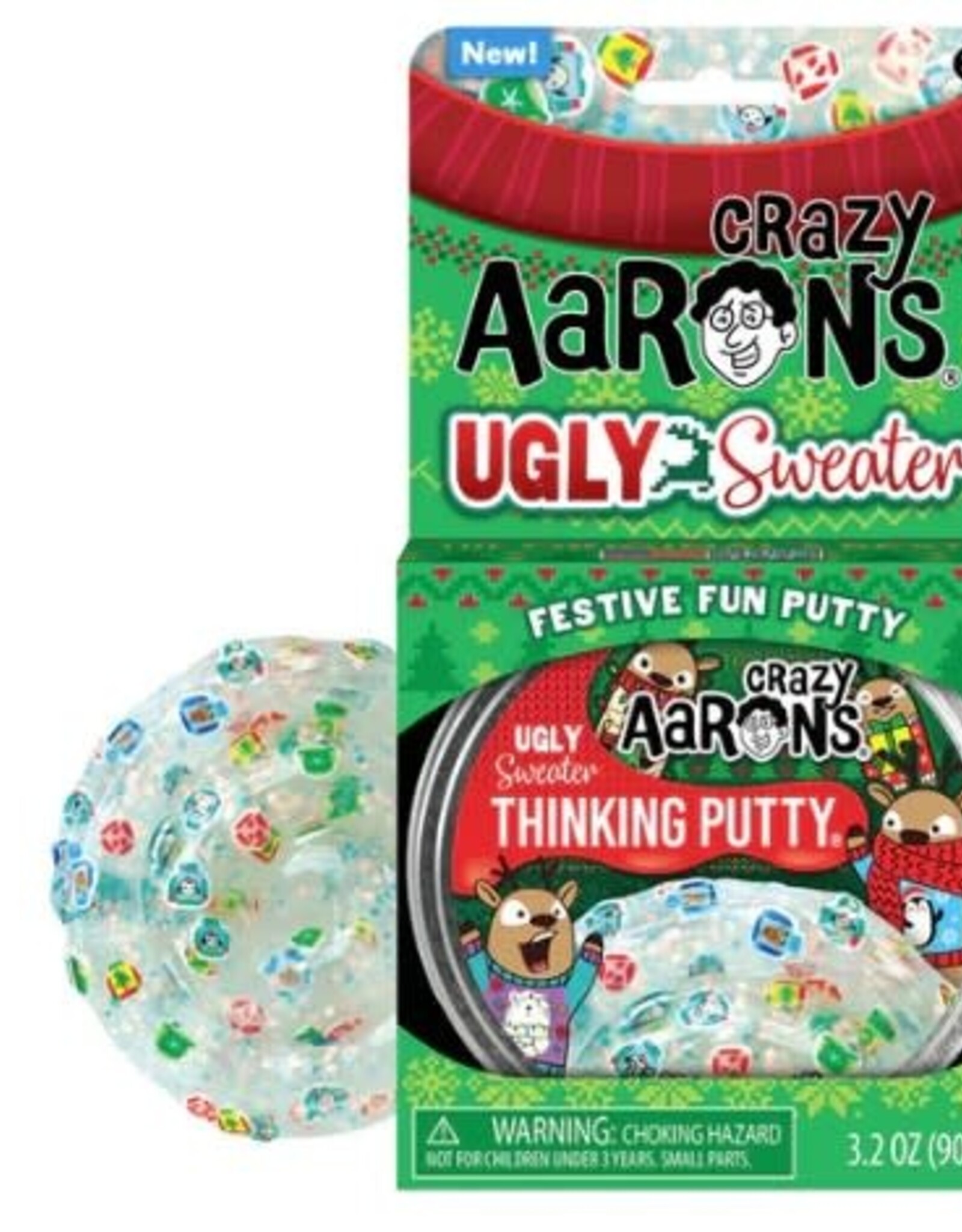Crazy Aaron's Thinking Putty 4" Tin - Holiday - Ugly Sweater - Thinking Putty