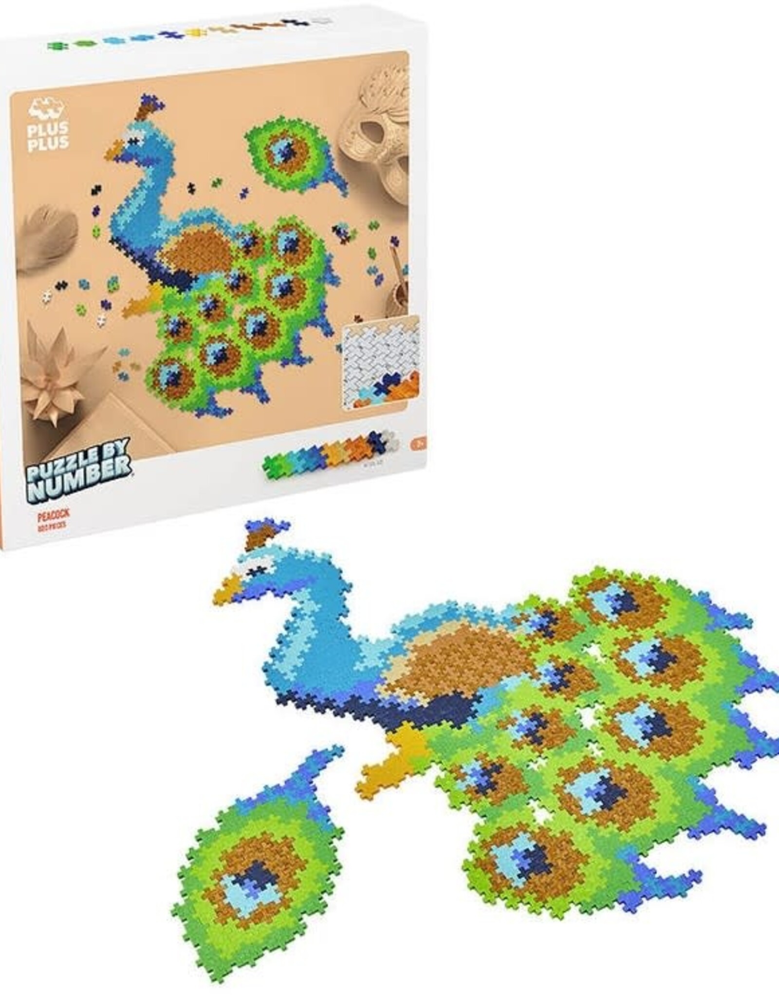 Plus Plus PLUS-PLUS PUZZLE BY NUMBER - PEACOCK - 800pcs