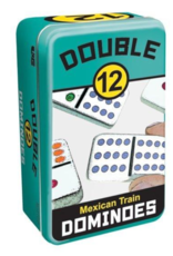 DOMINOES - MEXICAN TRAIN - DOUBLE 12 - COLOR - TIN
