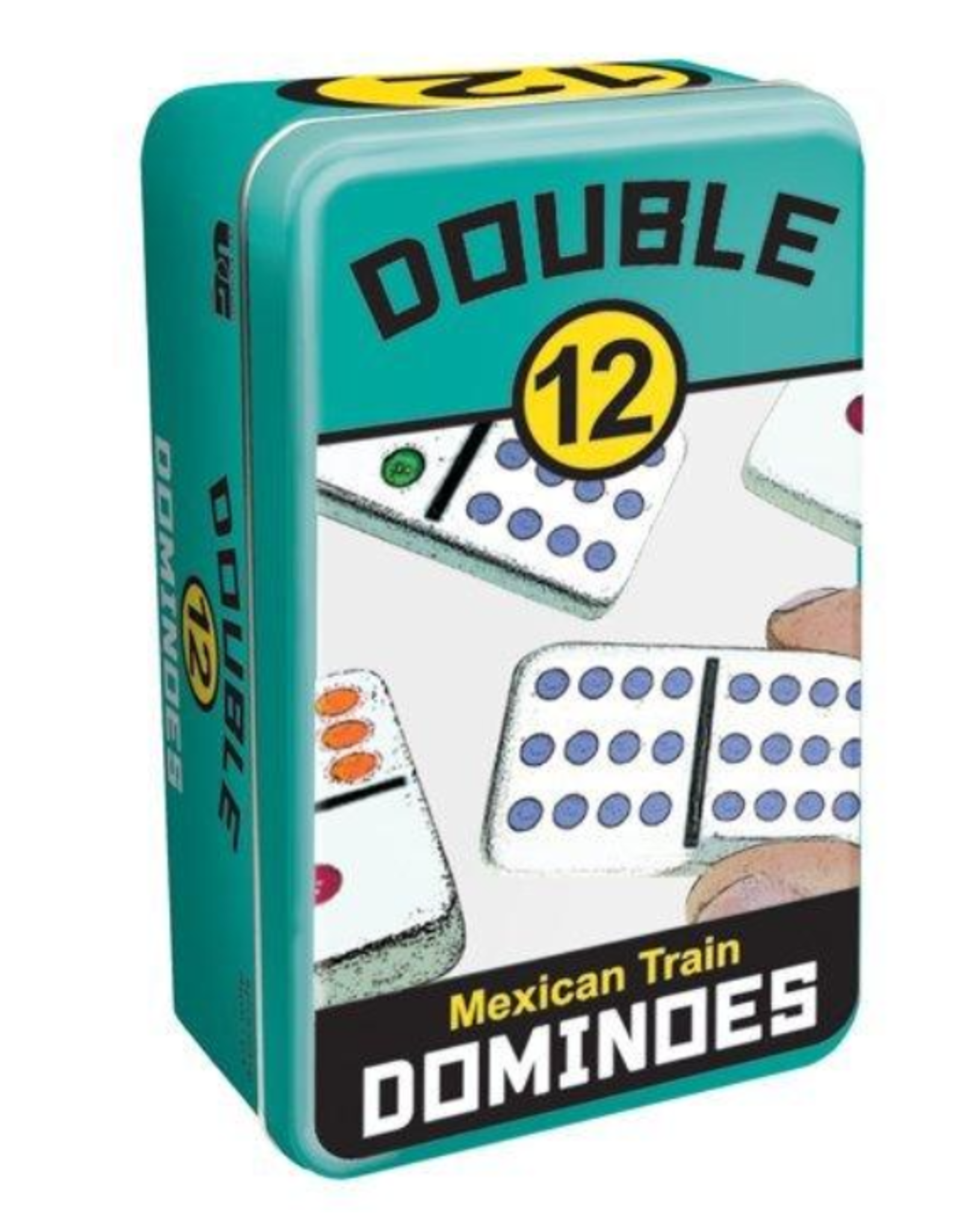 DOMINOES - MEXICAN TRAIN - DOUBLE 12 - COLOR - TIN