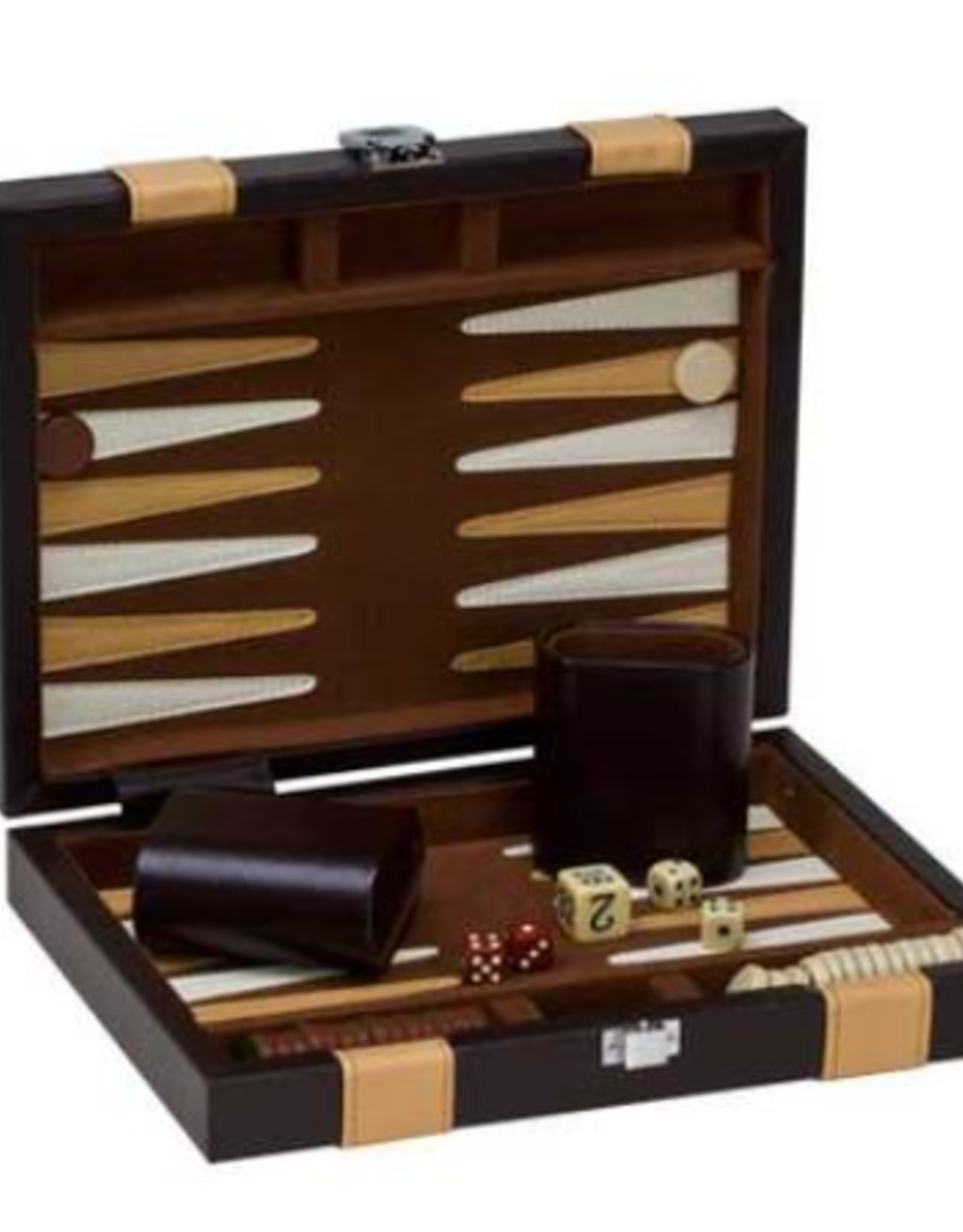 CHH Games BACKGAMMON - 9"  BROWN/TAN LEATHERETTE EXT w/ BR&IV PTS (EA)