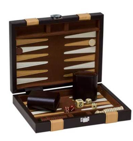 CHH Games BACKGAMMON - 9"  BROWN/TAN LEATHERETTE EXT w/ BR&IV PTS (EA)