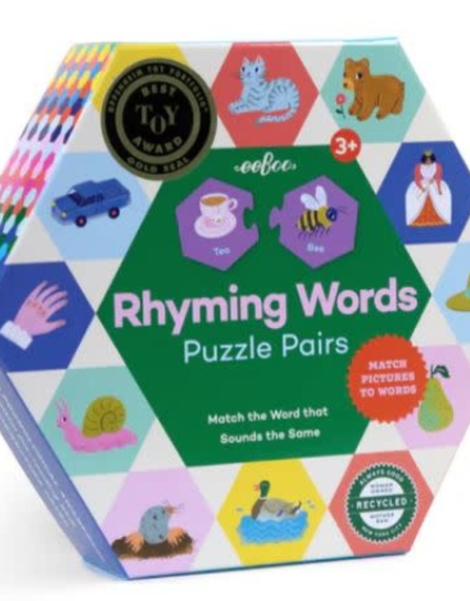 eeBoo Rhyming Words Hexagon Puzzle Pairs
