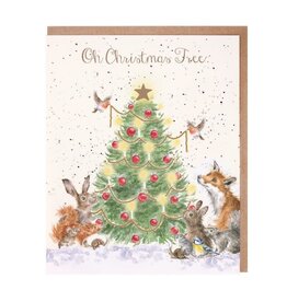 Wrendale Design Oh Christmas Tree Single Card (Gold Foiled)