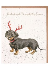 Wrendale Design Daschund Through The Snow Single Card (Gold Foiled)