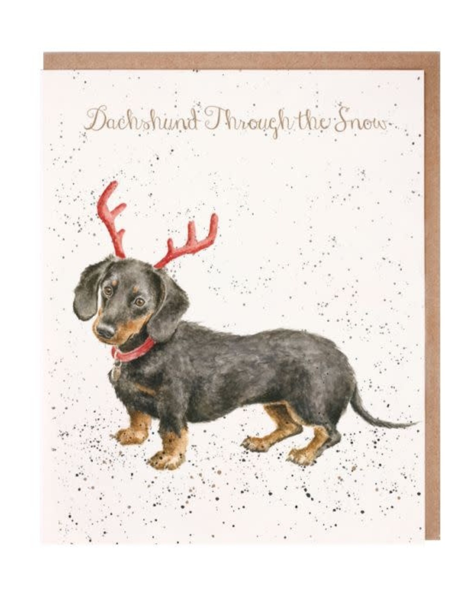 Wrendale Design Daschund Through The Snow Single Card (Gold Foiled)