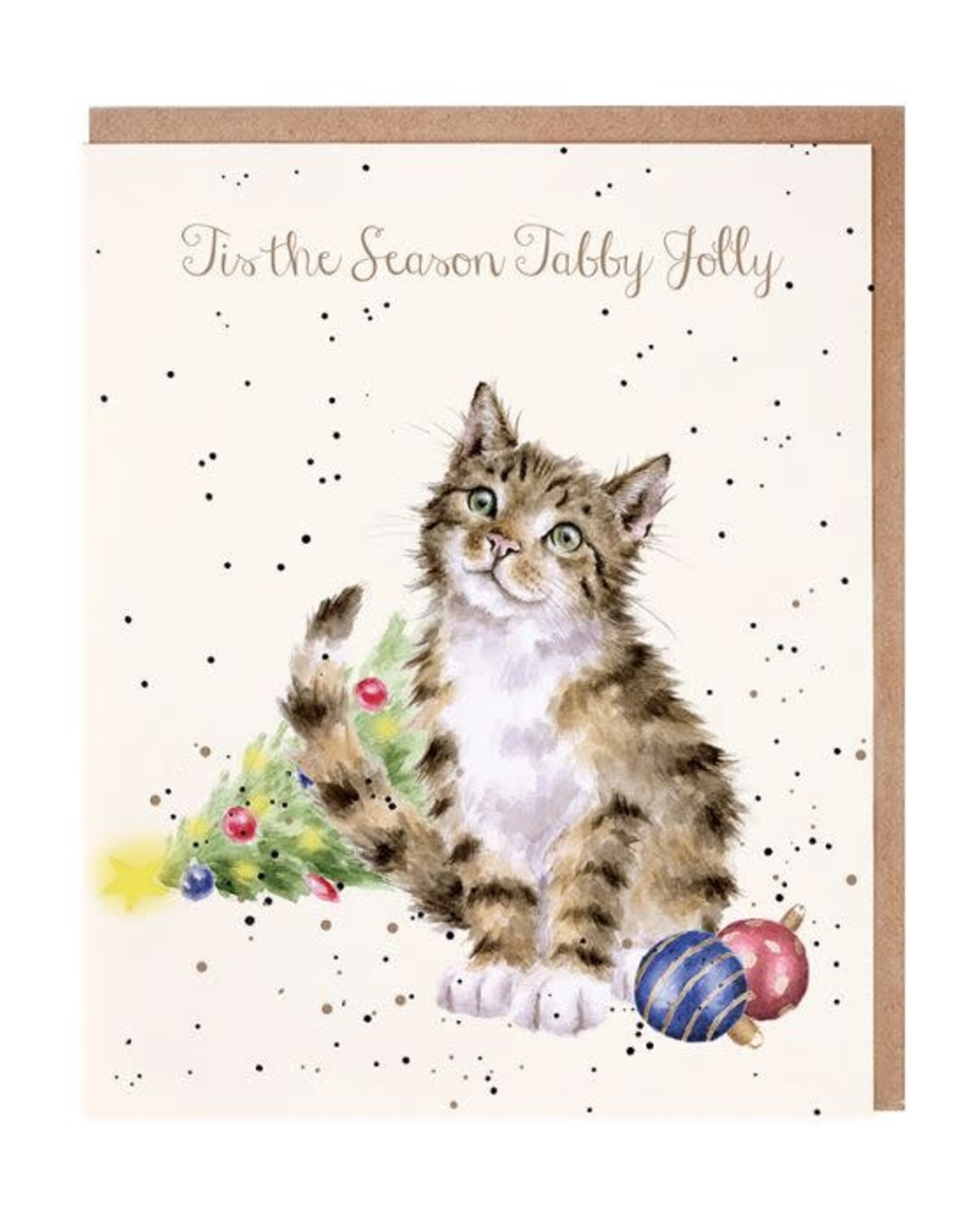 Wrendale Design Tabby Jolly Single Card (Gold Foiled)