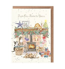 Wrendale Design Card By the Fireside (Gold Foiled)