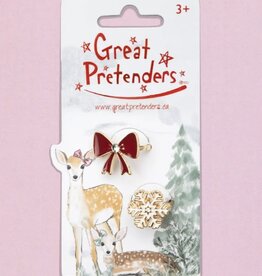 Great Pretenders Holiday Bow & Snowflake Ring Set