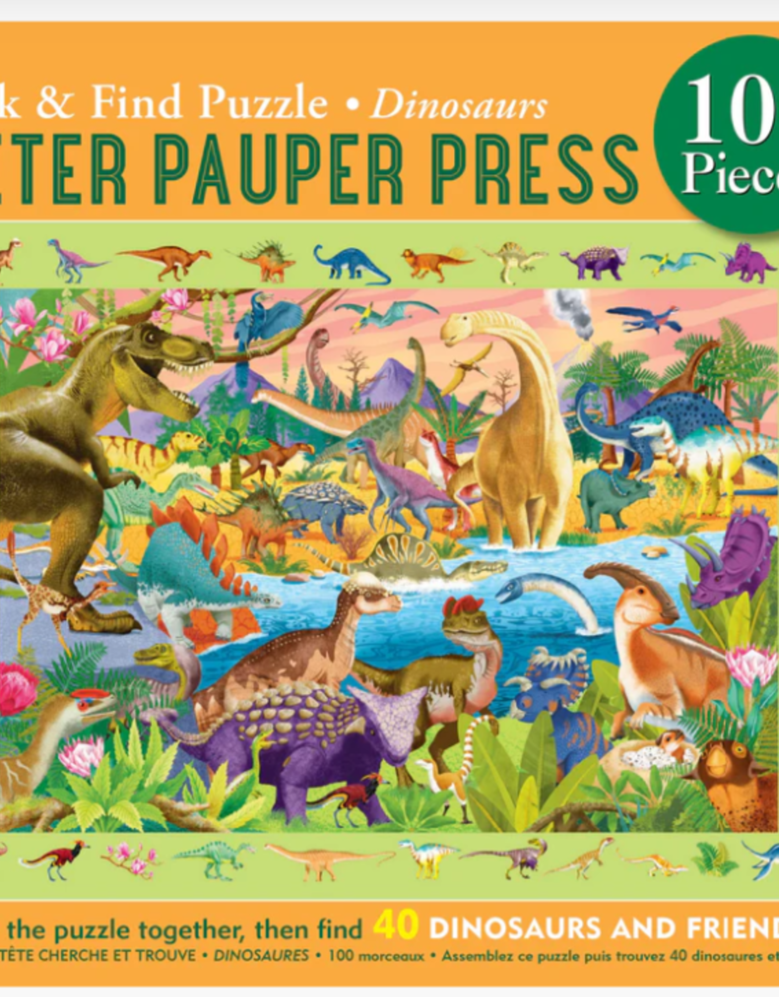 Peter Pauper Press Dinosaurs Seek & Find 100-Piece Jigsaw Puzzle