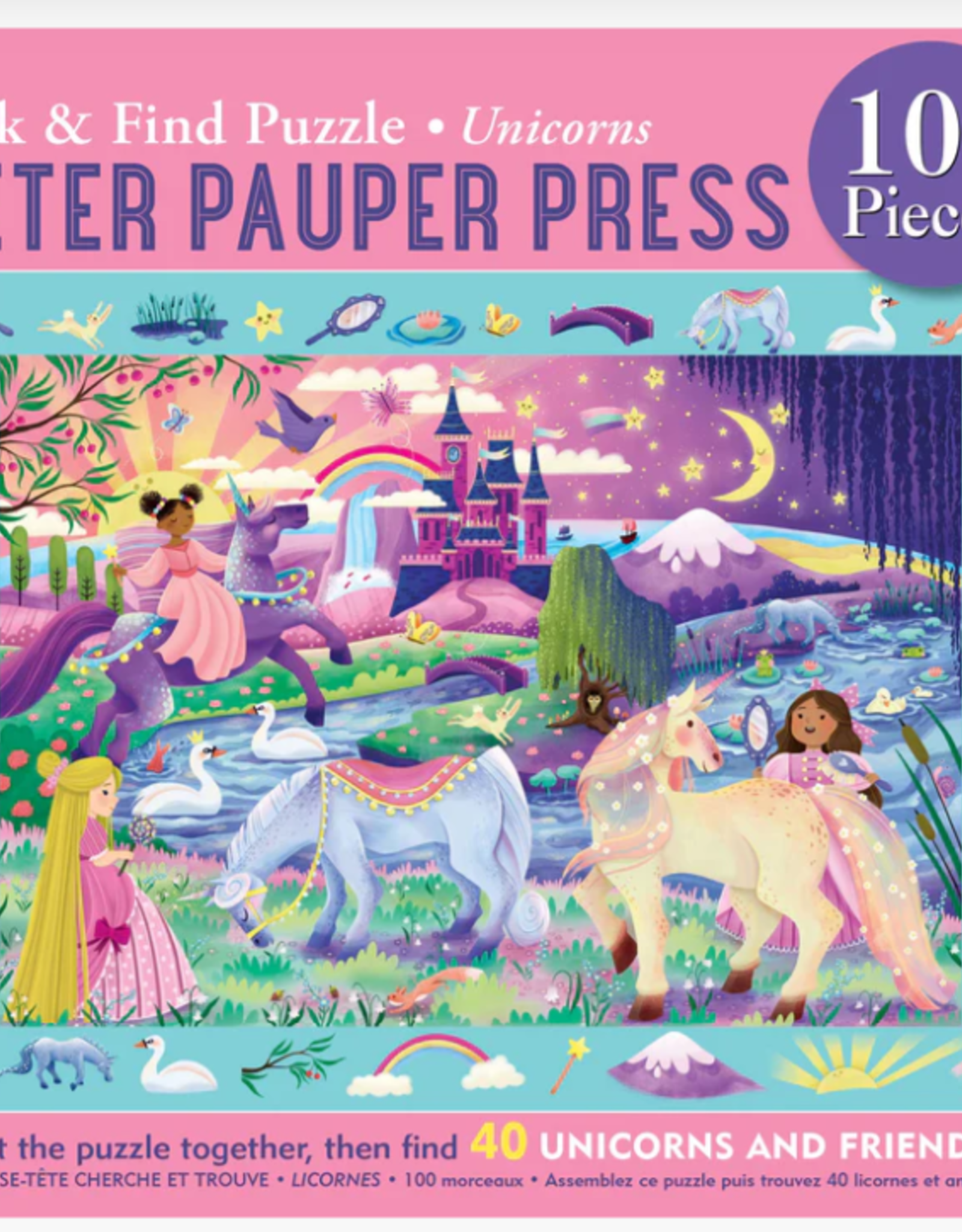 Peter Pauper Press Unicorns Seek & Find 100-Piece Jigsaw Puzzle