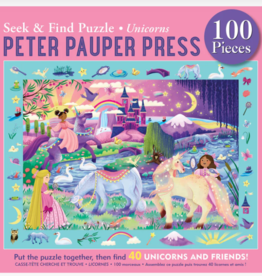 Peter Pauper Press Unicorns Seek & Find 100-Piece Jigsaw Puzzle