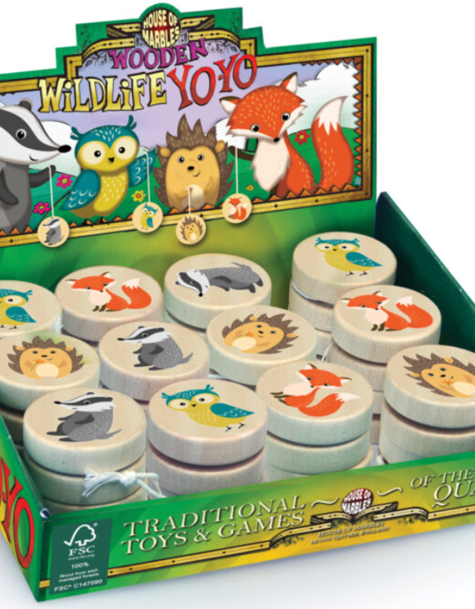 House of Marbles Wooden Wildlife Yo-Yo Asst.