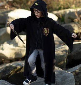 Great Pretenders Wizard Cloak & Glasses, Black, Size 5-6