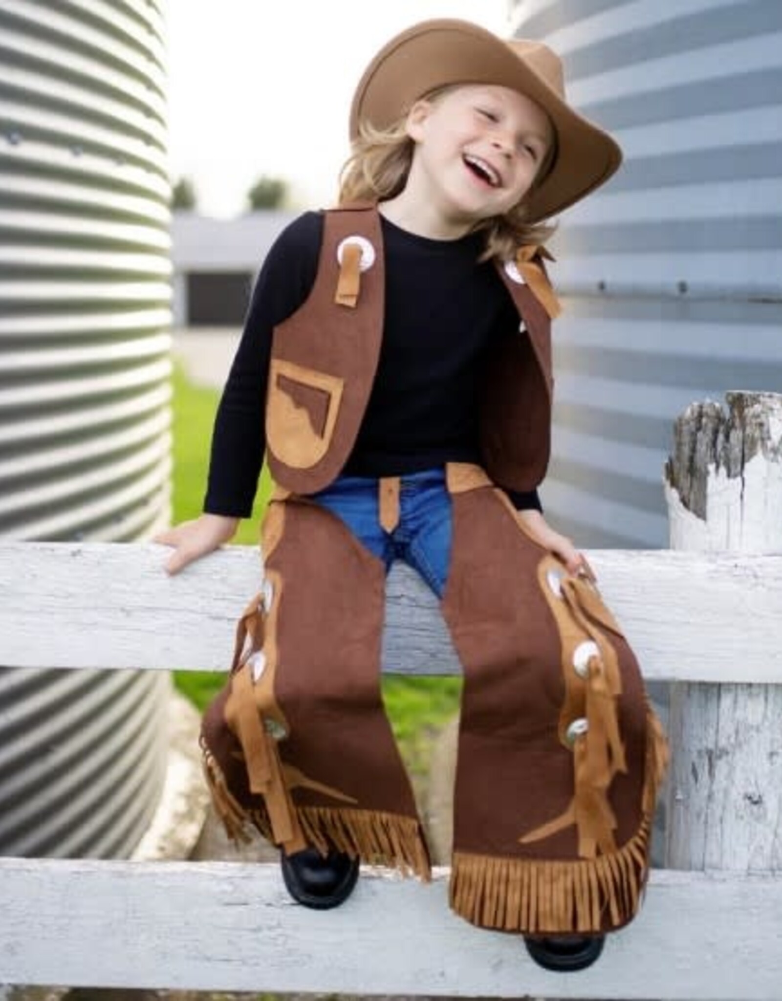 Great Pretenders Cowboy Vest & Chaps, Brown, Size 7-8