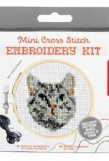 Kikkerland Tabby Cat Mini Cross Stitch Embroidery Kit