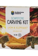 Studiostone Creative Lion & Elephant Soapstone Double Carving Kit Age 8+