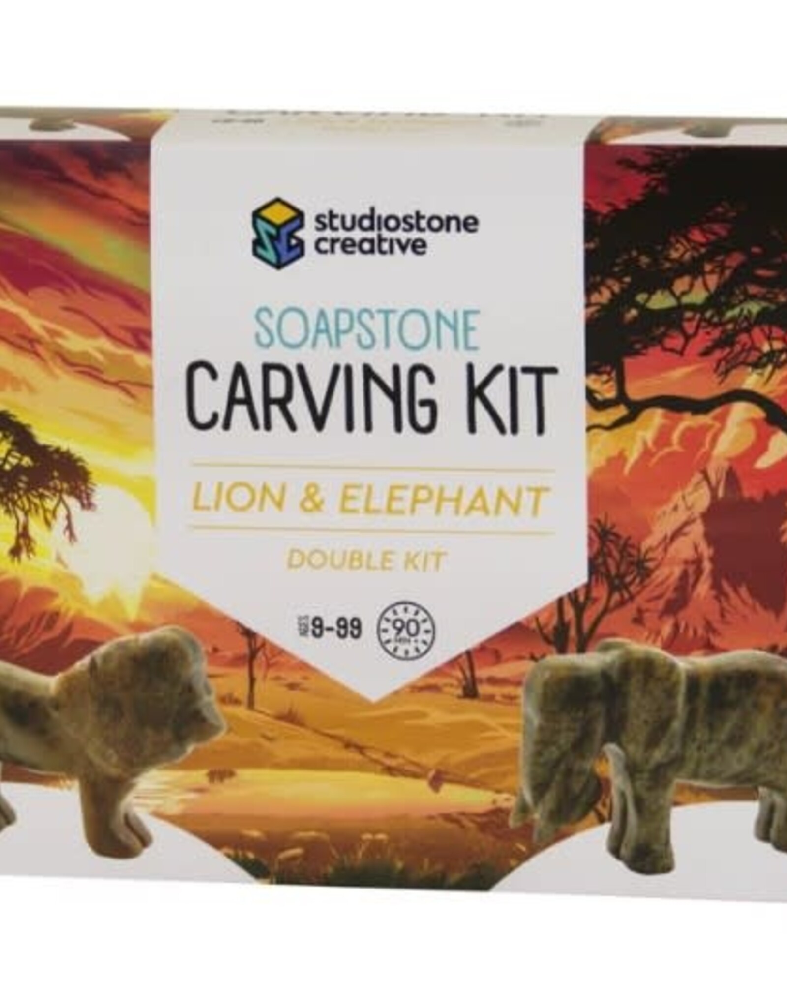 Studiostone Creative Lion & Elephant Soapstone Double Carving Kit Age 8+