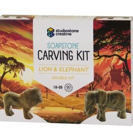 Studiostone Creative Lion & Elephant Soapstone Double Carving Kit Age 8+
