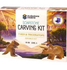 Studiostone Creative T-Rex & Triceratops Soapstone Double Carving Kit Age 8+